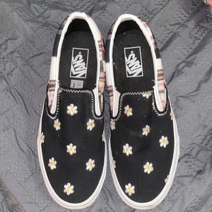 flowered Vans with checkered pattern